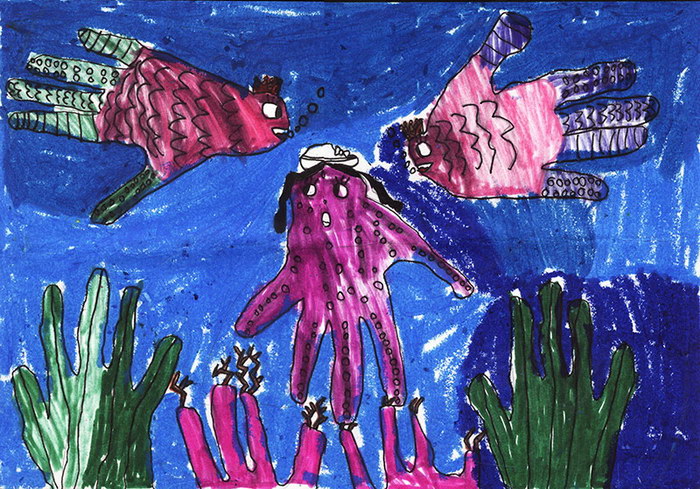 Handfish#Silky Crayon Painting#