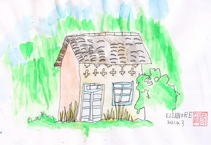 Old Small Cottage#Pen Light Color Painting#