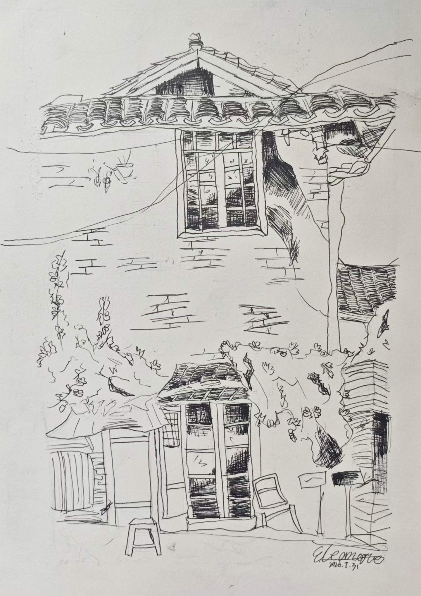 Old House#Line Drawing#